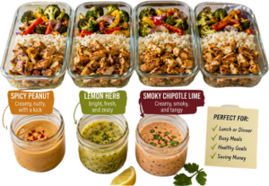 Weekly Chicken Meal Prep Bowls (3 Sauce Variations)
