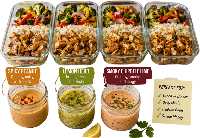 Weekly Chicken Meal Prep Bowls (3 Sauce Variations)